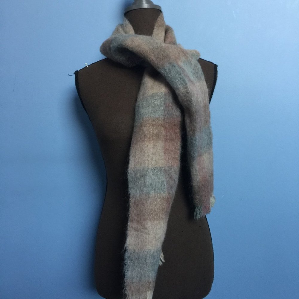 Vintage Plaid Mohair-Blend Scarf
